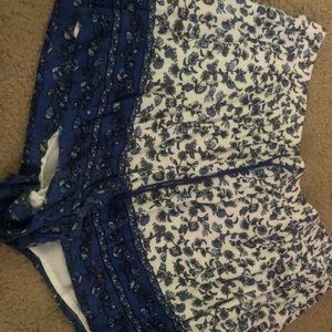 White and blue flower shorts